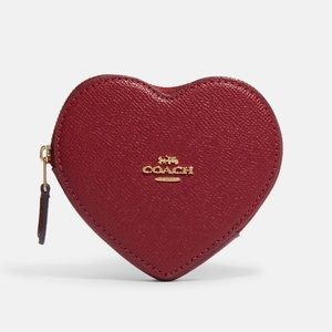 Coach Heart Coin Case in Cherry/Gold